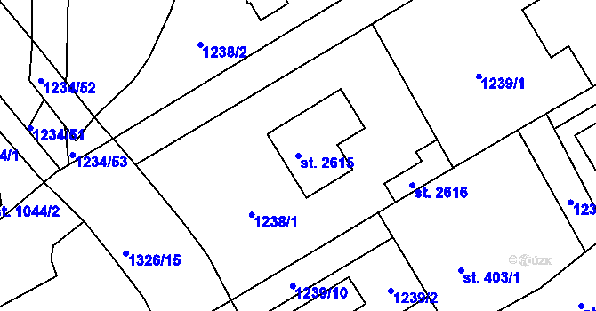 Parcela st. 2615 v KÚ Říčany u Prahy, Katastrální mapa