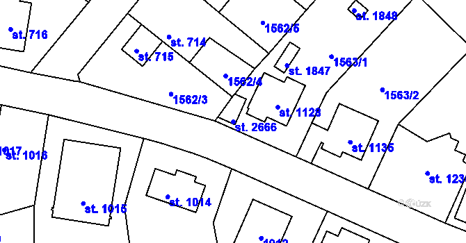 Parcela st. 2666 v KÚ Říčany u Prahy, Katastrální mapa