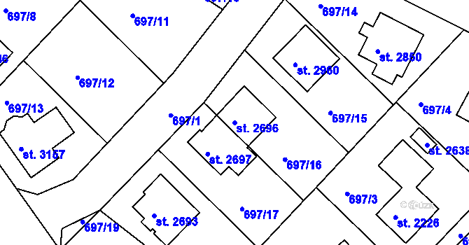 Parcela st. 2696 v KÚ Říčany u Prahy, Katastrální mapa