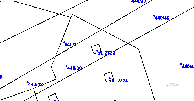 Parcela st. 2723 v KÚ Říčany u Prahy, Katastrální mapa