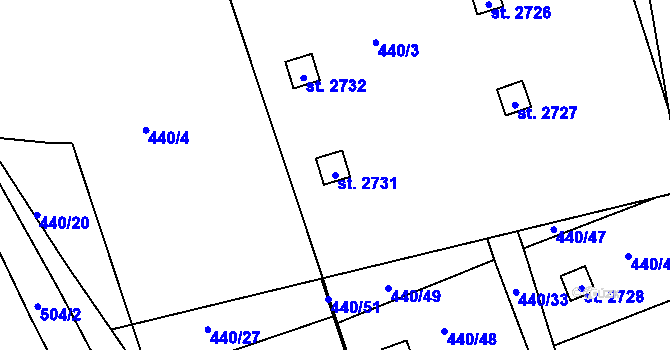 Parcela st. 2731 v KÚ Říčany u Prahy, Katastrální mapa