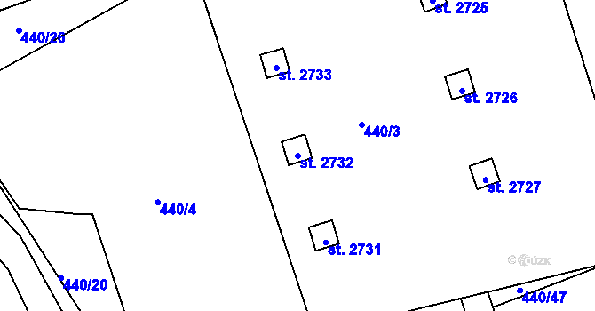 Parcela st. 2732 v KÚ Říčany u Prahy, Katastrální mapa