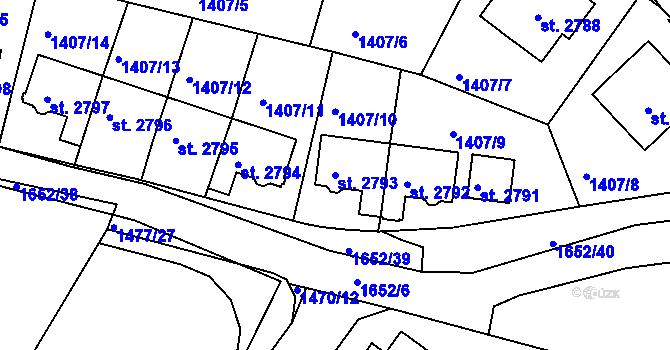 Parcela st. 2793 v KÚ Říčany u Prahy, Katastrální mapa
