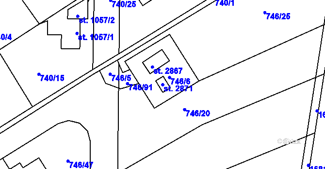 Parcela st. 2871 v KÚ Říčany u Prahy, Katastrální mapa