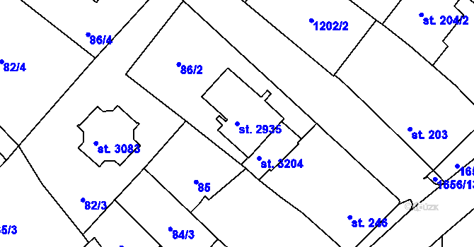 Parcela st. 2935 v KÚ Říčany u Prahy, Katastrální mapa