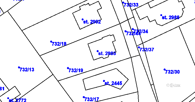 Parcela st. 2985 v KÚ Říčany u Prahy, Katastrální mapa