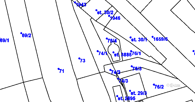 Parcela st. 74/1 v KÚ Říčany u Prahy, Katastrální mapa