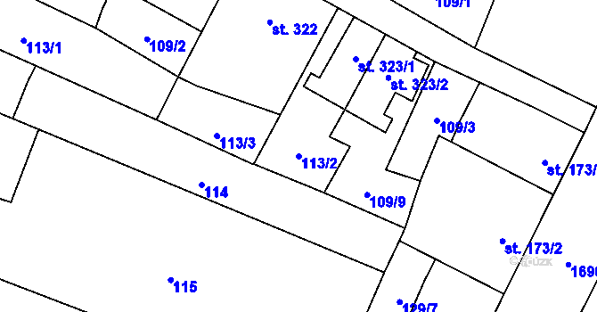 Parcela st. 113/2 v KÚ Říčany u Prahy, Katastrální mapa