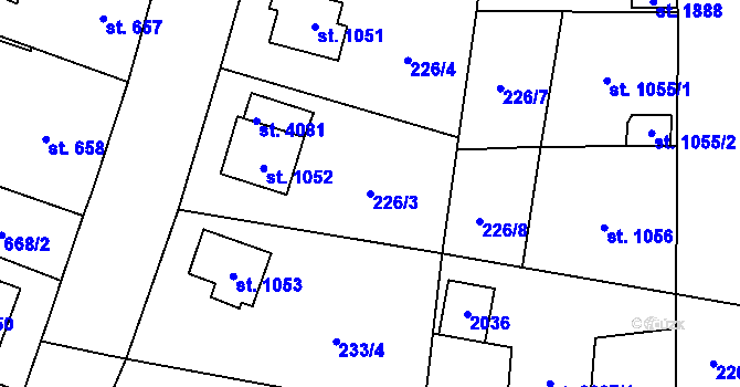 Parcela st. 226/3 v KÚ Říčany u Prahy, Katastrální mapa