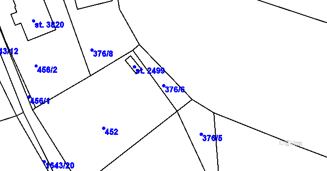 Parcela st. 376/6 v KÚ Říčany u Prahy, Katastrální mapa