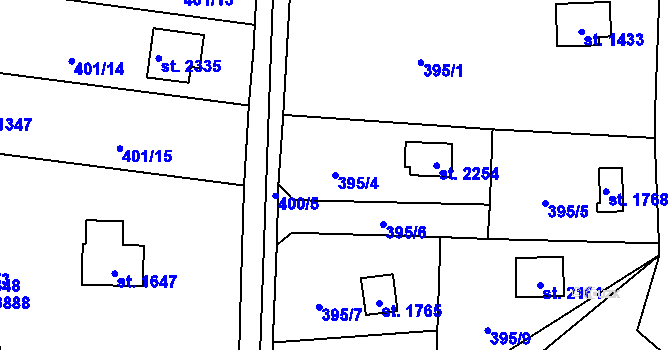 Parcela st. 395/4 v KÚ Říčany u Prahy, Katastrální mapa