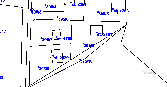 Parcela st. 395/9 v KÚ Říčany u Prahy, Katastrální mapa