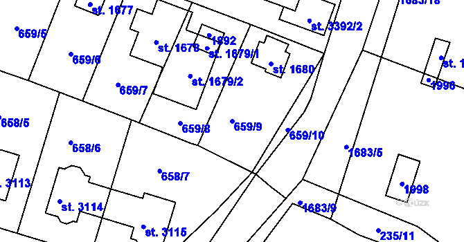 Parcela st. 659/9 v KÚ Říčany u Prahy, Katastrální mapa