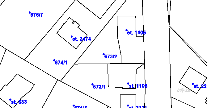 Parcela st. 673/2 v KÚ Říčany u Prahy, Katastrální mapa