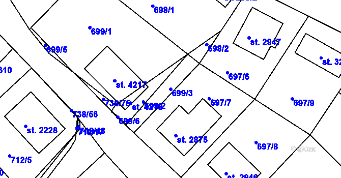 Parcela st. 699/3 v KÚ Říčany u Prahy, Katastrální mapa