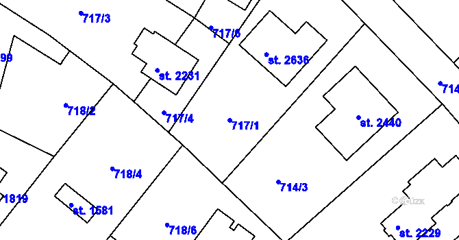 Parcela st. 717/1 v KÚ Říčany u Prahy, Katastrální mapa