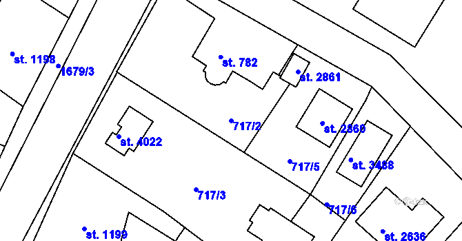 Parcela st. 717/2 v KÚ Říčany u Prahy, Katastrální mapa