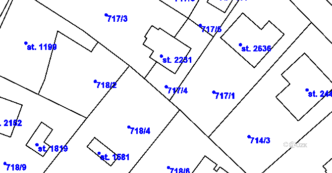 Parcela st. 717/4 v KÚ Říčany u Prahy, Katastrální mapa