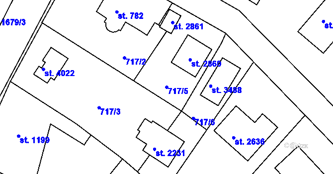 Parcela st. 717/5 v KÚ Říčany u Prahy, Katastrální mapa
