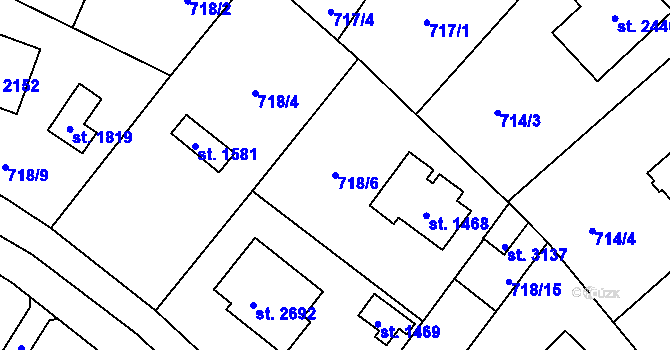 Parcela st. 718/6 v KÚ Říčany u Prahy, Katastrální mapa