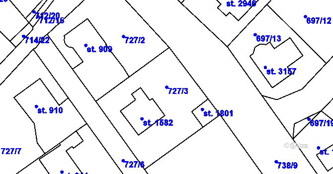Parcela st. 727/3 v KÚ Říčany u Prahy, Katastrální mapa