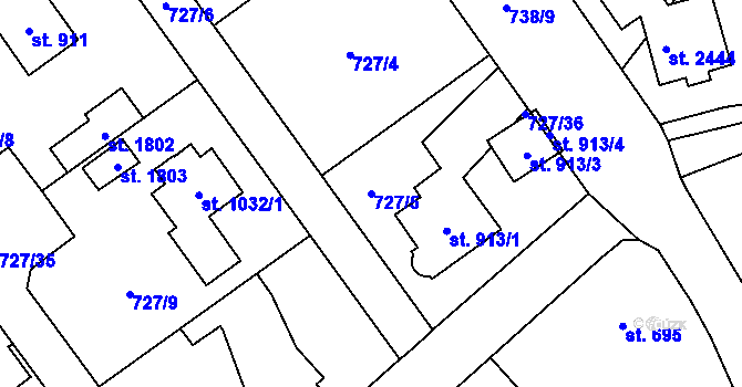 Parcela st. 727/5 v KÚ Říčany u Prahy, Katastrální mapa