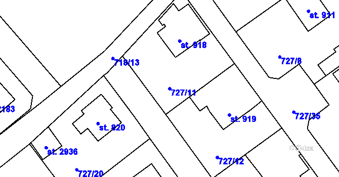 Parcela st. 727/11 v KÚ Říčany u Prahy, Katastrální mapa