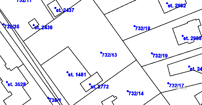 Parcela st. 732/13 v KÚ Říčany u Prahy, Katastrální mapa