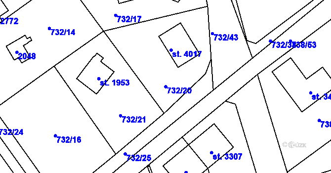 Parcela st. 732/20 v KÚ Říčany u Prahy, Katastrální mapa