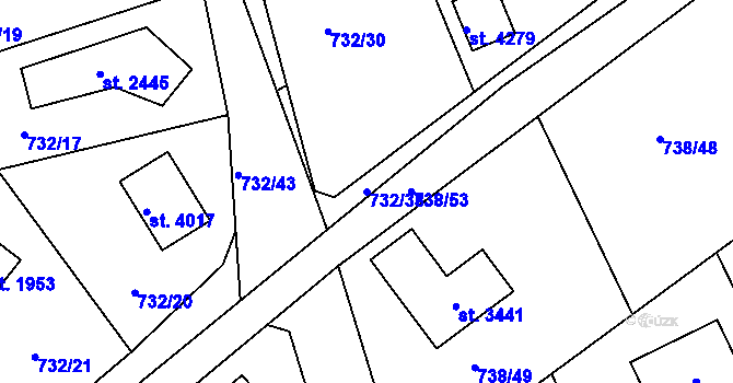 Parcela st. 732/38 v KÚ Říčany u Prahy, Katastrální mapa