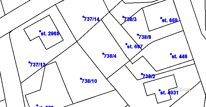 Parcela st. 738/4 v KÚ Říčany u Prahy, Katastrální mapa