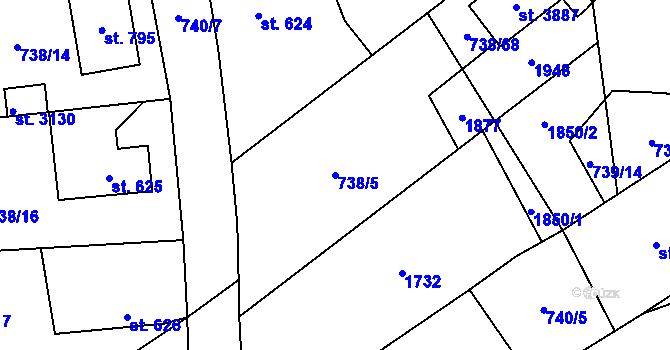 Parcela st. 738/5 v KÚ Říčany u Prahy, Katastrální mapa