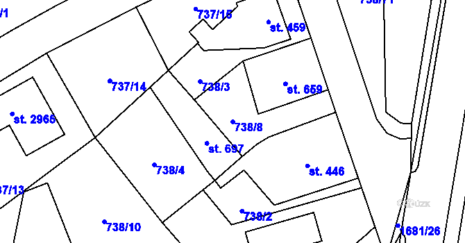 Parcela st. 738/8 v KÚ Říčany u Prahy, Katastrální mapa