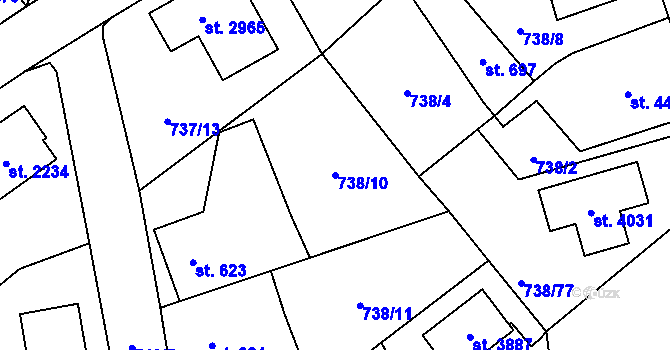 Parcela st. 738/10 v KÚ Říčany u Prahy, Katastrální mapa
