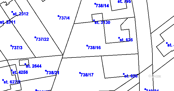 Parcela st. 738/16 v KÚ Říčany u Prahy, Katastrální mapa