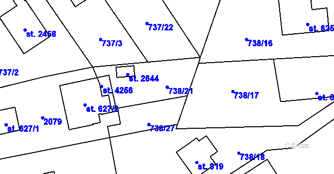 Parcela st. 738/21 v KÚ Říčany u Prahy, Katastrální mapa