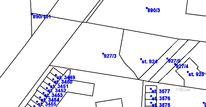 Parcela st. 927/3 v KÚ Říčany u Prahy, Katastrální mapa