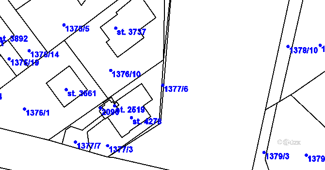 Parcela st. 1377/6 v KÚ Říčany u Prahy, Katastrální mapa