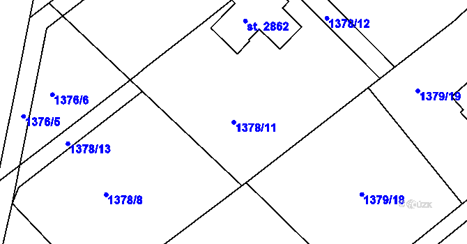 Parcela st. 1378/11 v KÚ Říčany u Prahy, Katastrální mapa