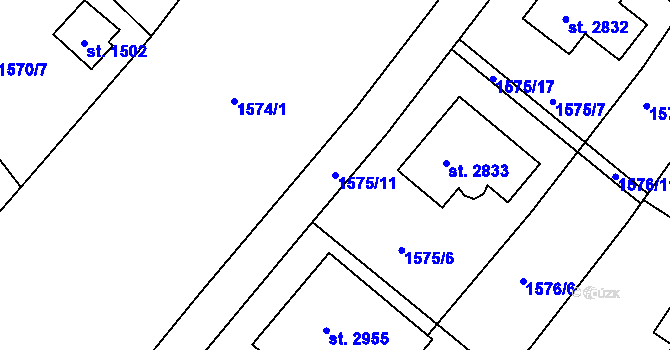 Parcela st. 1575/11 v KÚ Říčany u Prahy, Katastrální mapa