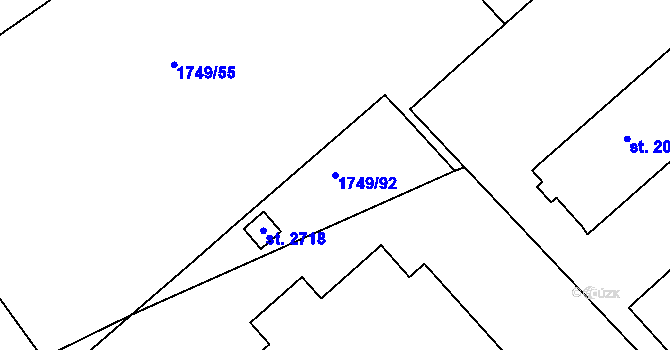 Parcela st. 1749/92 v KÚ Říčany u Prahy, Katastrální mapa