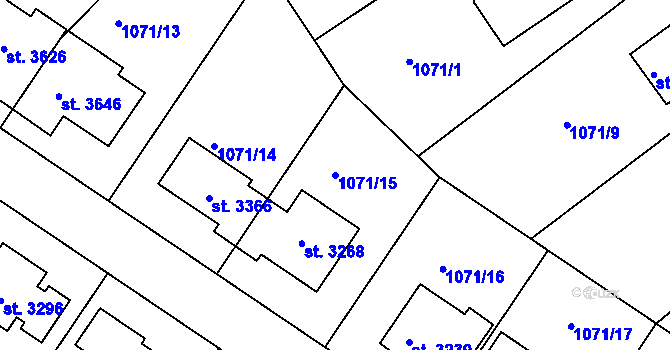 Parcela st. 1071/15 v KÚ Říčany u Prahy, Katastrální mapa
