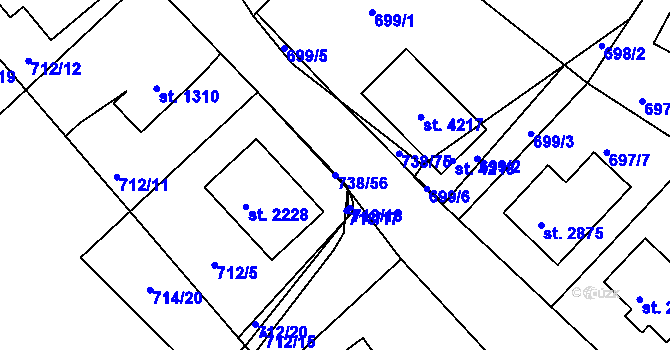Parcela st. 738/56 v KÚ Říčany u Prahy, Katastrální mapa