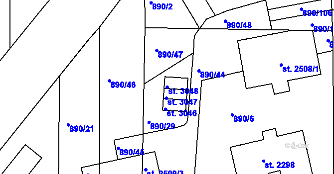 Parcela st. 3048 v KÚ Říčany u Prahy, Katastrální mapa