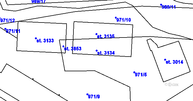 Parcela st. 3134 v KÚ Říčany u Prahy, Katastrální mapa