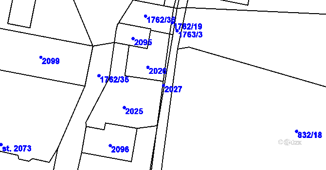 Parcela st. 2072/5 v KÚ Říčany u Prahy, Katastrální mapa
