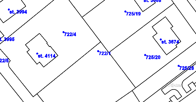 Parcela st. 722/1 v KÚ Říčany u Prahy, Katastrální mapa