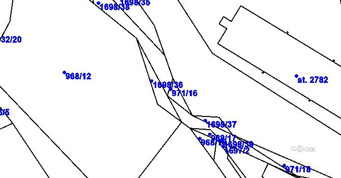 Parcela st. 971/16 v KÚ Říčany u Prahy, Katastrální mapa