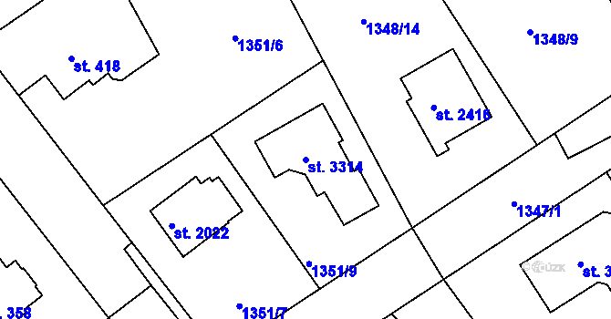 Parcela st. 3314 v KÚ Říčany u Prahy, Katastrální mapa