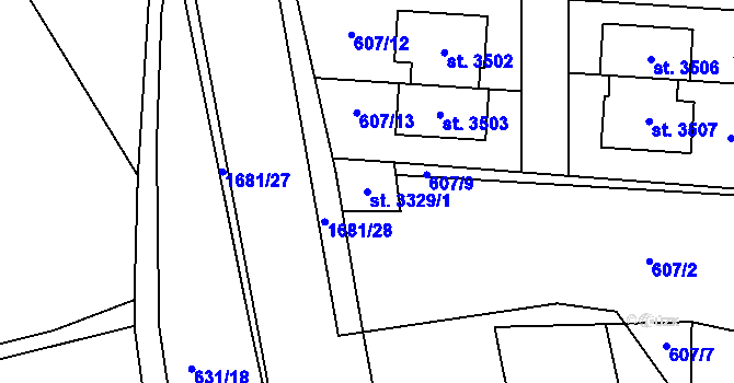 Parcela st. 3329/1 v KÚ Říčany u Prahy, Katastrální mapa